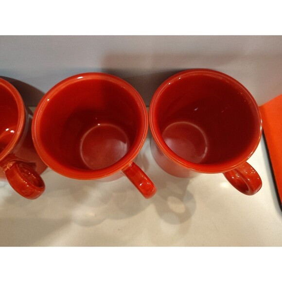 Set of 4 Fiesta Fiestaware HLC S Scarlett Red Mug Tom Jerry Ring Handle - Picture 5 of 7